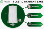 PARTY BARGAINS 40 x 25 Inch Disposable Clear Garment Bags, 50 Pack – Heavy-Duty Plastic Clothes Covers for Suits Dresses Coats, Closet & Travel