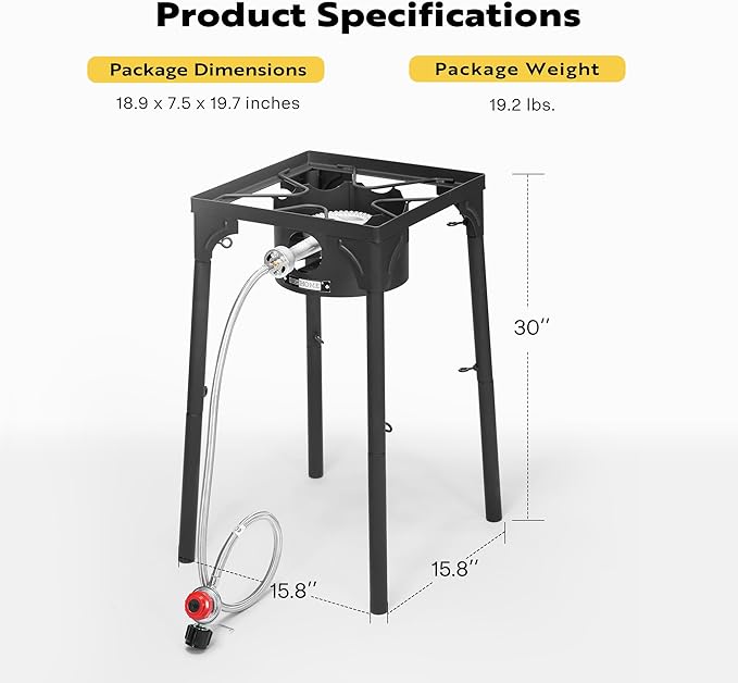VIVOHOME 100,000 BTU Single Burner Propane Gas Stove, Portable Outdoor Camping Stove with Adjustable Legs, High-Power Cooking Stove for Camping, Backpacking, Backyard, Tailgating