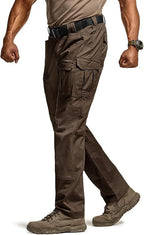 CQR Men's Flex Ripstop Tactical Pants, Water Resistant Stretch Cargo Pants, Lightweight EDC Hiking Work Pants