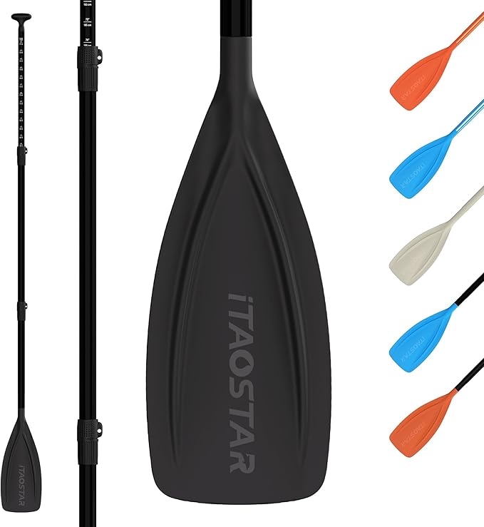 Paddle Board Paddle Detachable, Stand Up Paddle for Adults with Double Locks, Kayak Paddle Adjustable with Glass Fiber Blade, Floating Paddle Board Oar with Lightweight