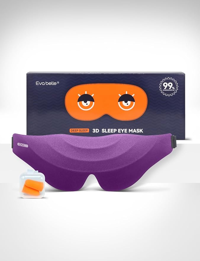 Sleep Eye Mask for Men Women, EVA BELLE Light Blocking Sleeping Mask for Side Sleeper, 3D Contoured Cup Night Blindfold, Lash Extensions 3D Sleeping Mask with Adjustable Strap for Travel, Night & Nap