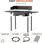 High Pressure Propane Stove, 2 Burner Outdoor Propane Burner with Windscreen ＆ Side Shelves, 150,000 BTU Gas Stove with 0-20 PSI Regulator for Camping, Backyard, Picnic, Outdoor Cooking