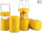 Lichamp 4 Pack LED Camping Lanterns, Collapsible Flameless Candles Tea Lights, Portable Battery Powered Camping Lights Emergency Supplies Kit, Yellow