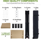 10'x10' Pop Up Canopy Tent with 1 Sidewall and 6 Pockets, One Push Setup, Instant Shade Tent with Vented Roof for Beach Patio Outdoor, Case, 8 Stakes, 4 Ropes, 4 Sandbags (Khaki, 10x10)