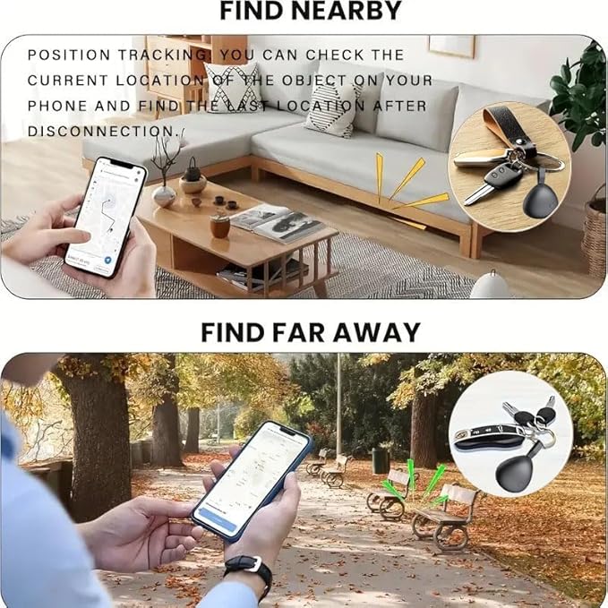 GPS Tracker for Vehicles, Mini Tracking Device for Vehicles, Car Tracker Device Hidden No Subscription Work with Find My (iOS Only), Key Finder, for Kids, Dogs, Luggage, Bag (White, 2 Pack)