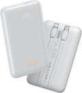 Portable Charger 10000mAh, Cell Phone Portable Power Banks with 22.5W PD Fast Charging, Compact Phone Charger Built in Cable, Compatible with Apple, Samsung, Google, Motorola and More-Grey