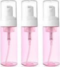 3-Pack Travel-Sized Foaming Pump Bottles - Empty Foaming Liquid Soap Dispensers - for Refillable Travel Hand Soap Shampoo Foaming Castile Cosmetics - BPA Free (100ml/3.3oz) (Pink)