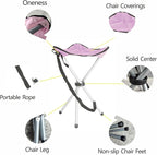 Folding Camping Stool,16.5" Folding Camping Chairs,Portable Tripod Seat,Outdoor Travel Tall Chair for Walking Hunting Hiking Fishing Mountaineering Picnic Beach BBQ Garden Lawn(Pink)