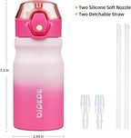 BJPKPK Insulated Water Bottle 14oz Stainless Steel Water Bottles With Straw And Carry Handle Double Wall Metal Thermo,Cherry Blossom