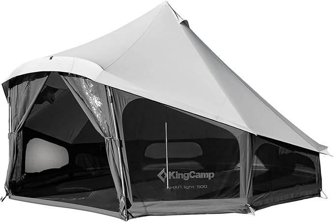 KingCamp Canvas Bell Yurt Tents, 4 Seasons Large Waterproof & Windproof Luxury Glamping Tent w/Stove Jack for Family Outdoor Camping, Hunting, Parties
