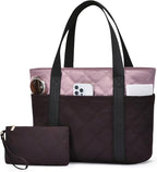 LOVEVOOK Puffer Tote Bag for Women, Puffy Work Handbag, Travel Shoulder Carry On Bag with Zipper for Teacher Nurse Gym