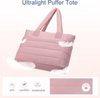 Tote Bag for Women Puffer Work Tote Handbag Large Quilted Nurse Bag with Zipper for Travel