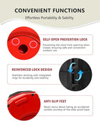 Upgraded Foldable Thickened Collapsible Stool, Portable Folding Seat, Adjustable Height Retractable, Suitable for Fishing, Hiking, Camping, BBQ, Party, Outdoor (Black and Red)