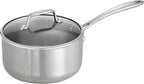 Tramontina Tri-Ply Clad Stainless Steel 3-Quart Sauce Pan with Glass Lid, Induction-Ready, Dishwasher-Safe, NSF-Certified, Made in Brazil