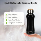 YOHKOH Mini Insulated Water Bottle With Bamboo Lid - 11.8oz Small Vacuum Insulated Water Bottle for Women Kids, 12 Hrs Hot & 24 Hrs Cold Stainless Steel Thermos Leak-Proof BPA-Free (11.8oz,Black)