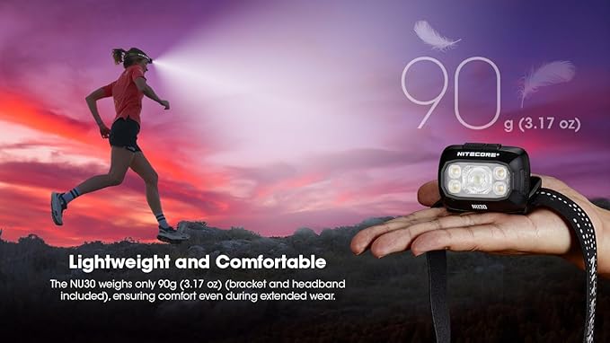 Nitecore NU30 500 Lumen LED Rechargeable Headlamp with White and Red Beams