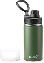 12 oz Water Bottle for Kids School-Reuasble Stainless Steel Vacuum Insulated Wide Mouth Water Bottle for Travle Sports (Grass Green)