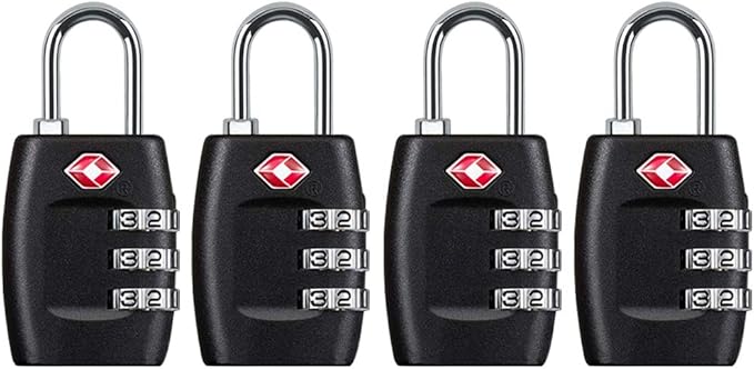TSA Approved Luggage Lock,3 Digit Small Combination Padlock for Travel Suitcase (Black)