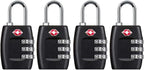 TSA Approved Luggage Lock,3 Digit Small Combination Padlock for Travel Suitcase (Black)