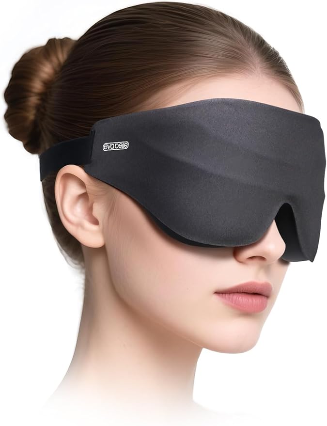 Sleep Eye Mask for Men Women, EVA BELLE Light Blocking Sleeping Mask for Side Sleeper, 3D Contoured Cup Night Blindfold, Lash Extensions 3D Sleeping Mask with Adjustable Strap for Travel, Night & Nap