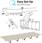 Naturehike Ultralight Camping Cot, Easy to Assemble Folding Tent Cot, Compact & Protable Camping Bed for Camping, Mountaineering, & Hiking, Supports 330lbs with Carry Bag, Kahki