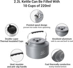 Bulin 2.2L Camping Kettle with 2&4 Stainless Steel Cups for Outdoor Camping Cookware Hiking Backpacking Kitchen Campfire and Picnic, Carrying Bag