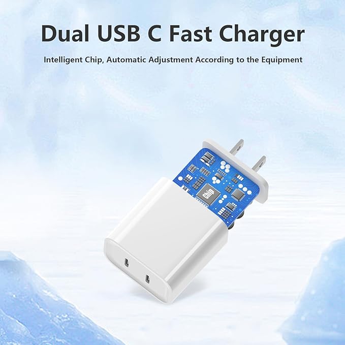 USB C Charger Block for Apple iPhone Air 17 16 15 14 13 12 11 Pro Max, 20W USBC Fast Charging Cube Plug Brick for Apple Watch iPhone iPad Airpods and More, 1Pack 2C USB-C Power Adapter, White
