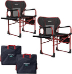 SUNNYFEEL Camping Directors Chair Set of 2 Aluminum Oversized Portable Folding Chair with Side Pocket and Adjustable Side Table for Beach, Fishing, Trip, Picnic, Lawn, Outdoor Foldable Camp Chairs