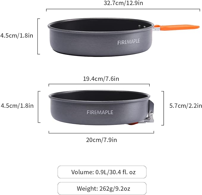 Fire-Maple 7.6 Inch Camping Frying Pan w/Nonstick Coating | Durable Lightweight Camping Skillet for Cooking Egg Steak | Outdoor Kitchen Equipment Gear | Portable Backpacking Cooking Pan