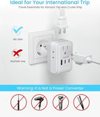 2 Pack European Travel Plug Adapter, VINTAR PD 35W Foldable Europe Power Adapter with 4 AC Outlets 3 USB Ports(2 USB C), Type C Adaptor for US to Most of Europe EU Italy Spain France Germany