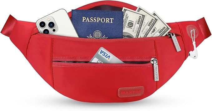 MAXTOP Large Crossbody Fanny Pack with 4-Zipper Pockets,Gifts for Enjoy Sports Festival Workout Traveling Running Casual Hands-Free Wallets Waist Pack Phone Bag Carrying All Phones