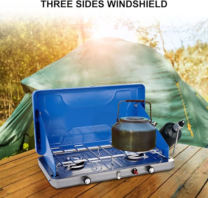Camplux Propane Camping Stove 20,000 BTU, Camping Stoves 2 Burners with CSA Certification