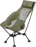 iClimb Ultralight Compact Camping Folding Beach Chair with Anti-Sinking Large Feet (Green - Triangular Frame High Back - 2PC)