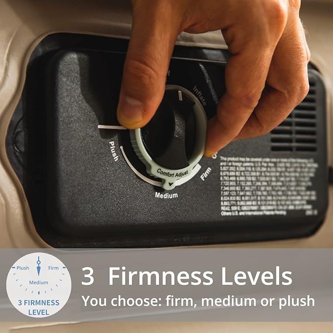 Simpli Comfy 18” Queen Inflatable Air Mattress with Built-in Dual Pump, Adjustable Firmness, Foldable Blow-Up Mattress with Storage Bag, Self-Inflating Air Mattress for Home, Guest, Travel, Camping