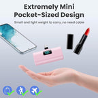 Mini Portable Charger USB C Power Bank,Upgraded 5500mAh PD Fast Charging Battery Pack Built-in USB-C Connector Travel Essential for iPhone17/17Pro/17Pro Max/Air/16 Plus/16Pro Max/15 Series -Pink