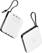 VRURC 20000mAh Portable Charger with Built-in Cables, Travel Essentials, Power Bank PD 20W for iPhone Fast Charging Battery Pack, for iPhone 16 15 14 13 12 11 x Samsung Galaxy Series, White(1 Pack)