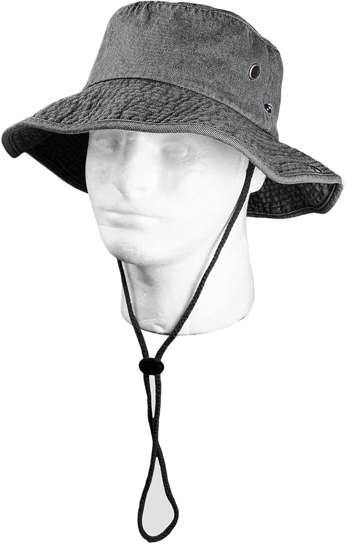 Wide Brim Hiking Fishing Safari Boonie Bucket Hats 100% Cotton UV Sun Protection for Men Women Outdoor Activities