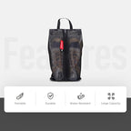 pack all Shoe Bag for Travel, Water-Resistant Shoe Pouch for Gym, Odor-Resistant Soccer Cleats Bag for Sport (Black, 1-Pack)