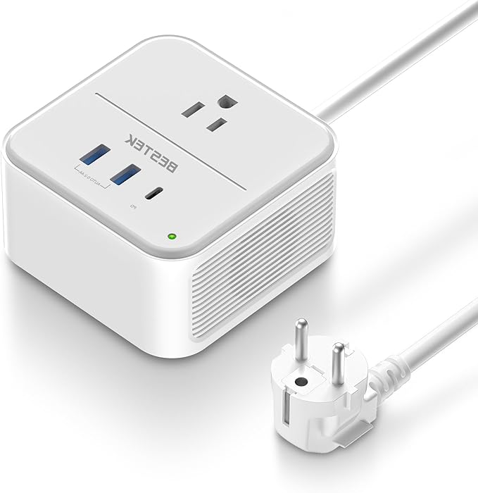 BESTEK 2000W Voltage Converter US to Europe 220V to 110V Converter Pure Sine Wave with PD 35W USB-C for Hair Dryer/Curling Iron/Phone Travel Adapter for Europe/Italy/France (White)