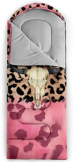 AILONEN Pink Lovely Rabbit Sleeping Bag for Girls Kids Adults,Warm and Cool Weather,Lightweight,Waterproof Backpacking,Cartoon Flowers Printed Bunny Sleeping Bag for Camping