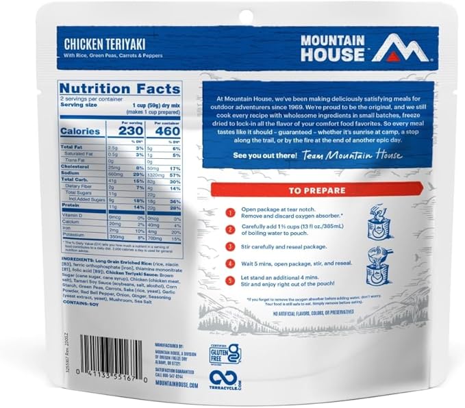 Mountain House Chicken Teriyaki | Freeze Dried Backpacking & Camping Food | 6-Pack | Gluten-Free