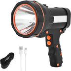 Rechargeable Spotlight Flashlight Water Resistant 8 Hour Runtime LED Super Bright Handheld Searchlight with Shoulder Strap,for During Hurricane Emergency Walking Outages Boating Camping Lantern