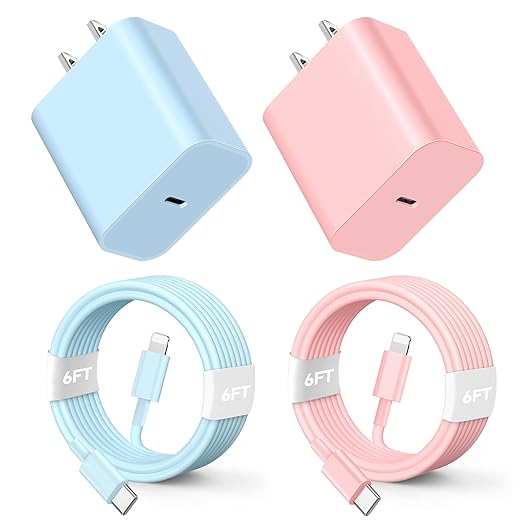 for Phone Charger Fast Charging, 20W PD USB C Wall Charger Block with 2 Pack 6 FT Type C to Lighting Cable Compatible with iPhone 14/13/12 Pro Max/11/XS/XR/X/8/Plus