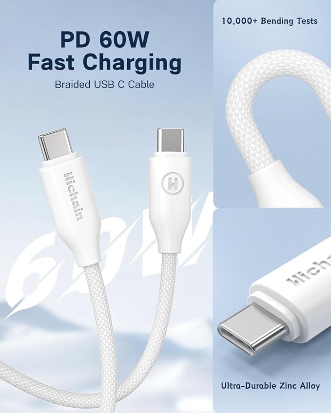 Hichain Magnetic Portable Charger for iPhone, Wireless Power Bank 5000mAh Magnetic Charger for iPhone 17 16 15 14 13 12 Series, Magnetic Safe Charging with 60W USB C Charge Cable - Dark Grey
