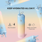 BOTTLE BOTTLE Insulated Water Bottle 24oz with Straw Lid and Handle for Sports Travel Gym Stainless Steel Water Bottles Double-Wall Vacuum Metal Leak Proof BPA-Free