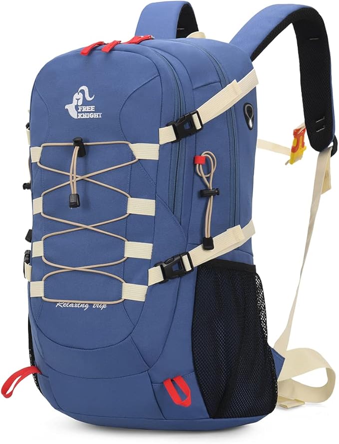 Bseash 40L Waterproof Hiking Backpack with Rain Cover, Outdoor Sport Travel Bag Daypack for Camping Climbing Skiing Cycling (Blue)