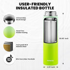 Insulated Water Bottle 24oz, Triple Wall Vacuum Stainless Steel (Cold for 48 Hrs, Hot for 24Hrs), Leak Proof & Non-BPA, 24oz Hydro Water Flask with Paracord Handle & Straw Spout Lids