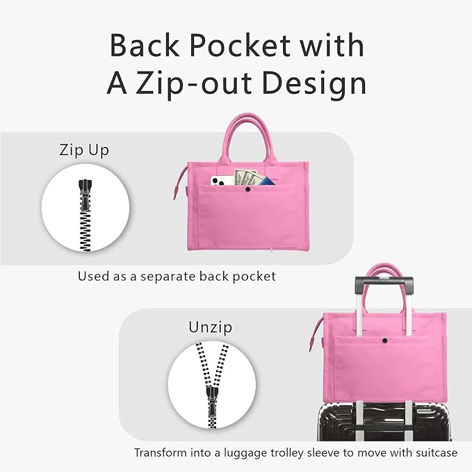 TOPDesign Heavy-Duty Canvas Tote Bag for Women, Adjustable Crossbody/Shoulder Handbag with 9 Pockets, Everything Tote