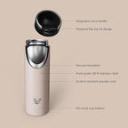 Maxi Stainless Steel Water Bottle 26oz - Double wall vacuum insulated | Integrated carry handle | leak proof flip top lid | Lightweight & stylish - Desert Beige