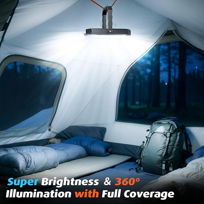 LED Camping Lantern Rechargeable, 10000mAh Portable Camping Lights up to 120+ Hours, 12 Light Modes, Dimmable, LCD Digital Display, Waterproof, Camping Essentials for Power Outages, Emergency